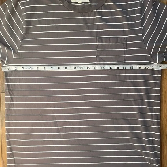 Mollusk Organic 100% Cotton Grey White Striped Pocket Tee – Men’s Large - Picture 7 of 7